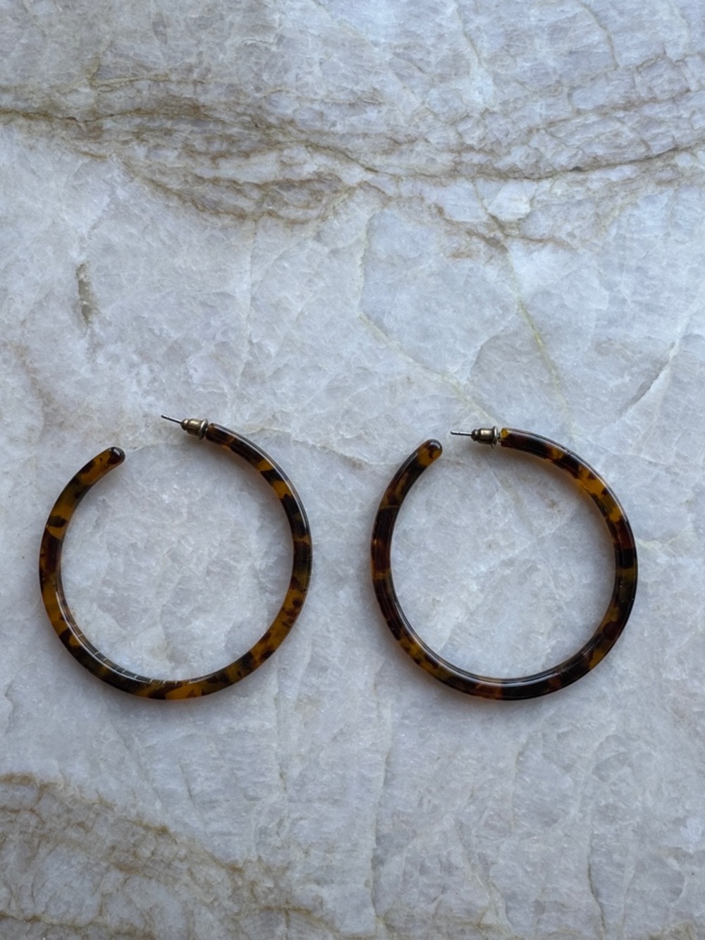 Tortoiseshell Hoop Earrings - Brown Resin Hoops